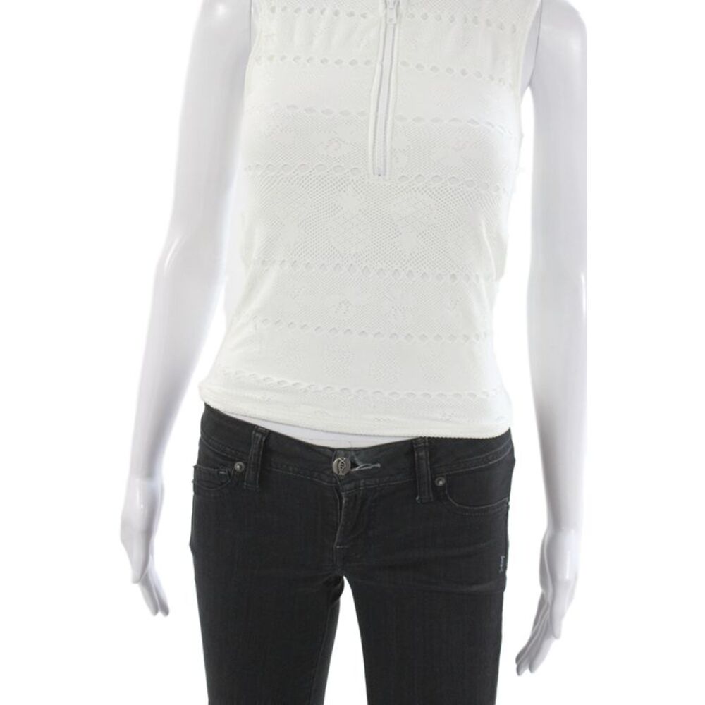 Letarte Women White High Neck Sleeveless Tank Top Basic Size S